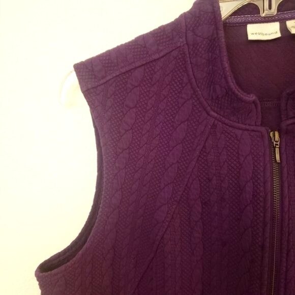 Westbound Cotton Blend Cable Knit Patterned Zip Front Vest Sz XL EUC - Picture 7 of 10